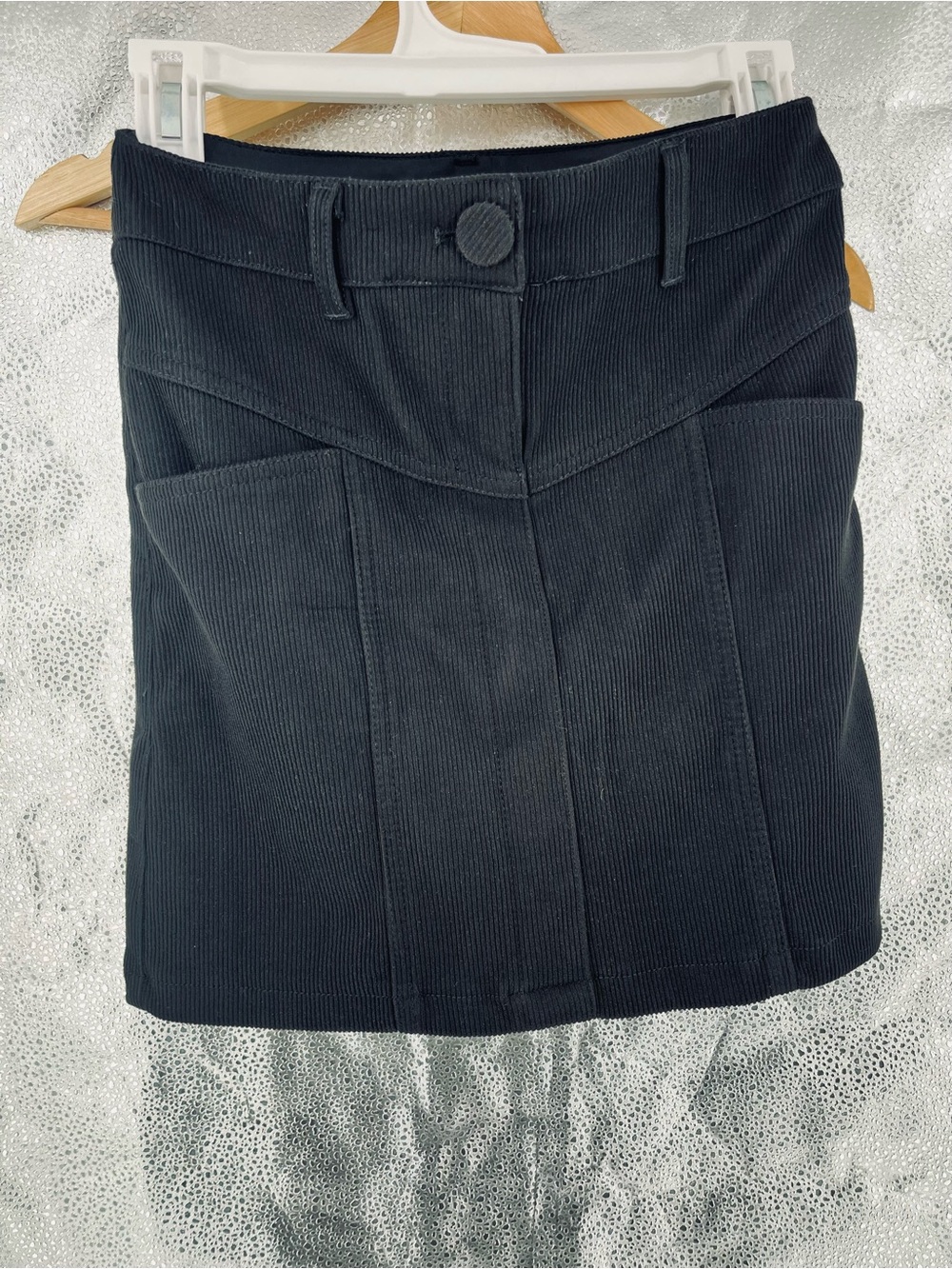 House of Harlow Black Corduroy Mini Skirt Western Yoke Pockets High Waisted XS